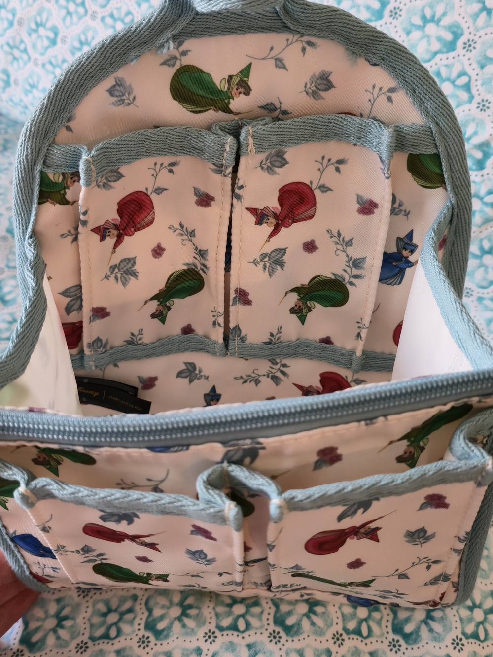 Loungefly Floral Fairy Print Organizer Pouch - Pastel Blue Trim - Picture 2 of 3